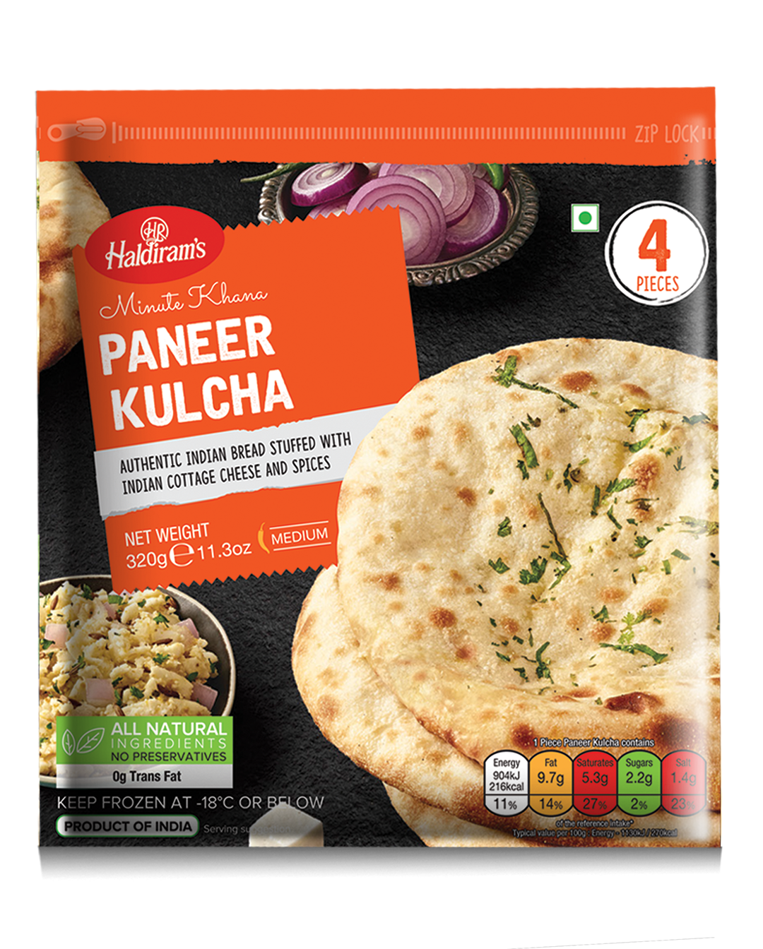 HALDIRAMS PANEER KULCHA 4 PCS
