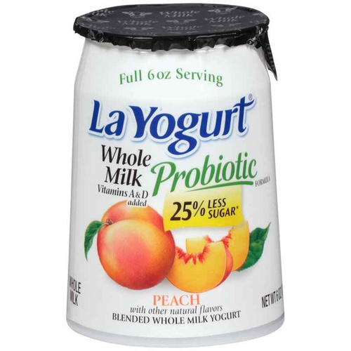 LA YOG WH MILK PEACH 6 OZ