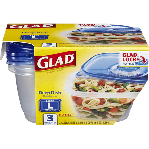 GLADWARE DEEP DISH L 3 COUNT