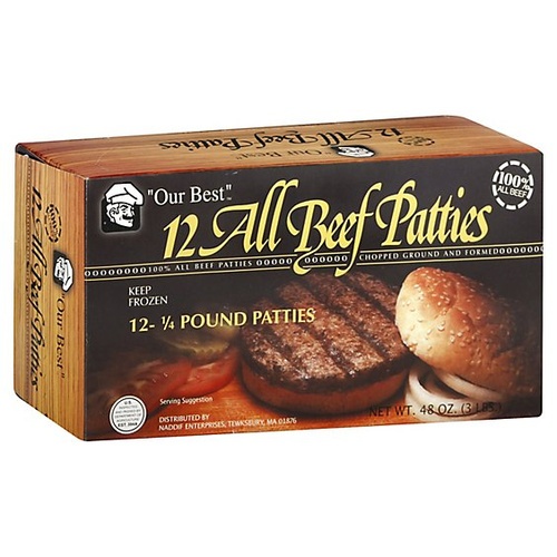 OB ALL BEEF BURGERS 48 OZ