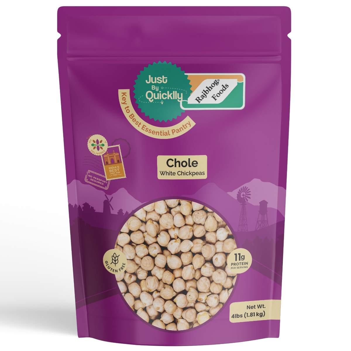 Just By Quicklly Chickpeas (8 To 9mm) 4 Lbs
