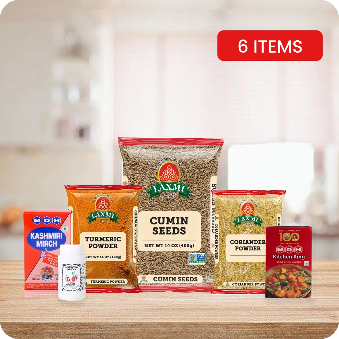 Indian Cooking Starter Kit Spice Rack 6 Pack