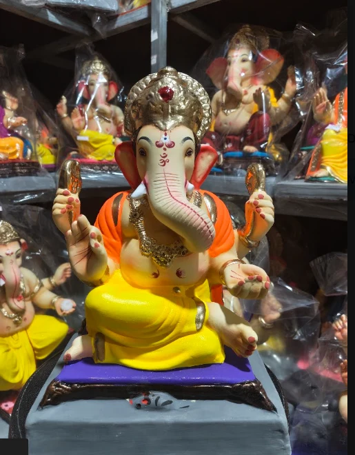 12 Inch Kasba Ganpati Murti Traditional Pune Style