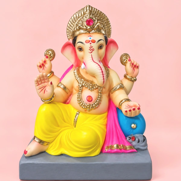 Peshwa Style Ganesh Idol With Rajeshwari Design 9 Inch
