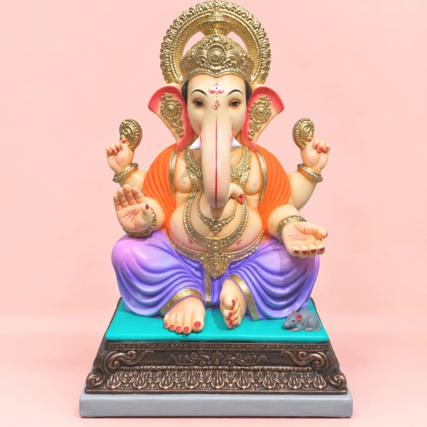 Maheshwari Style Ganesh Idol With Chowrang Base 12 Inch