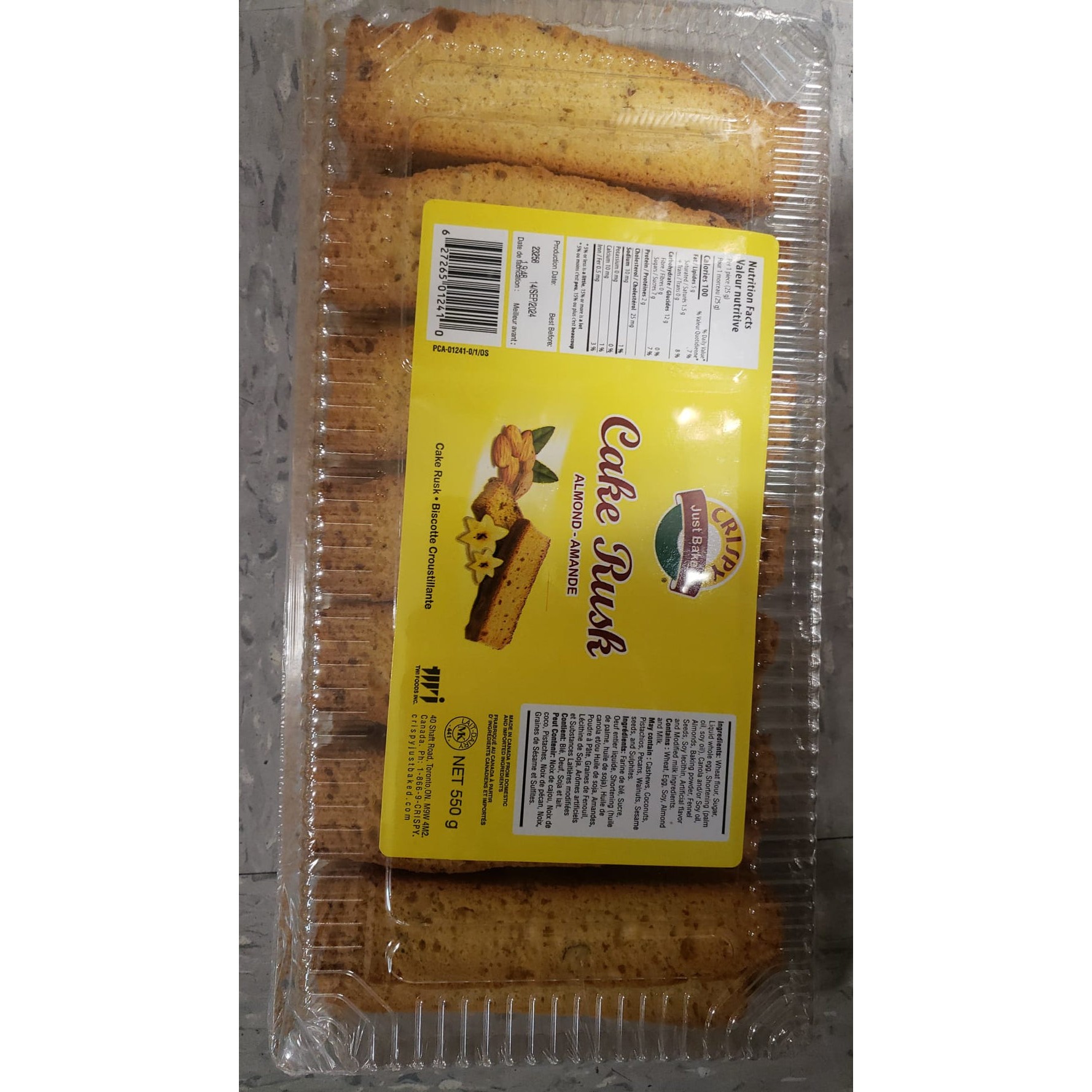 CRISPY CAKE RUSK ALMOND 550 GM