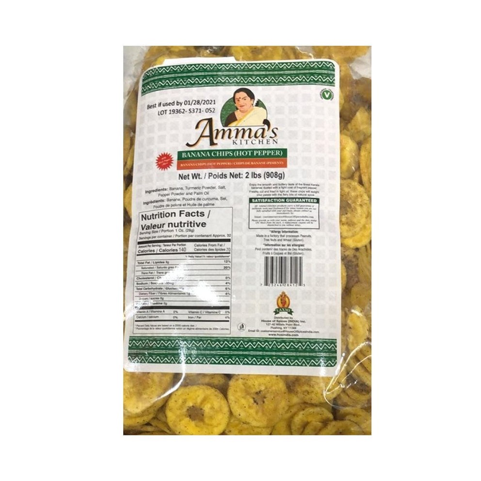 BANANA CHIPS (HOT PEPPER) AMMAS KITCHEN 2 LBS