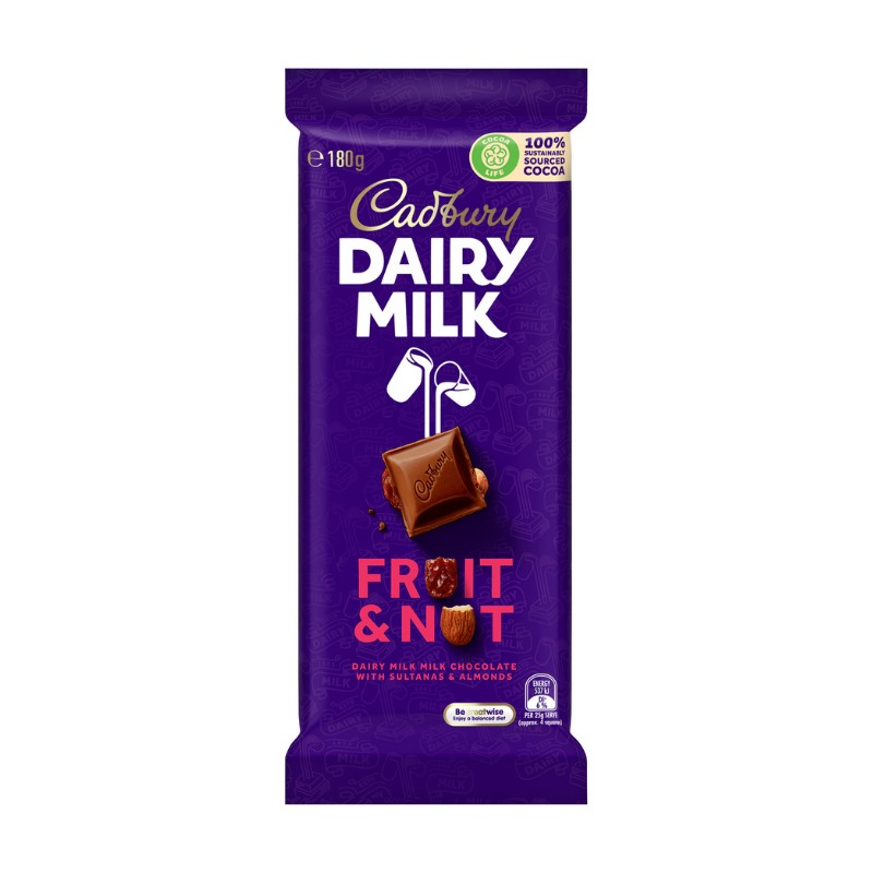 Cadbury Fruit & Nut Chocolate 180 GM