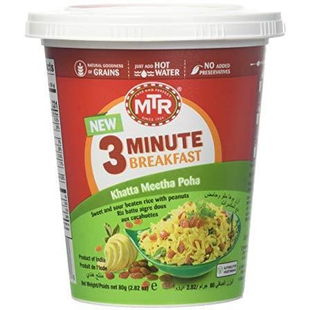 MTR 3 Minute Breakfast Cup Khatta Meetha Poha 2.82 OZ