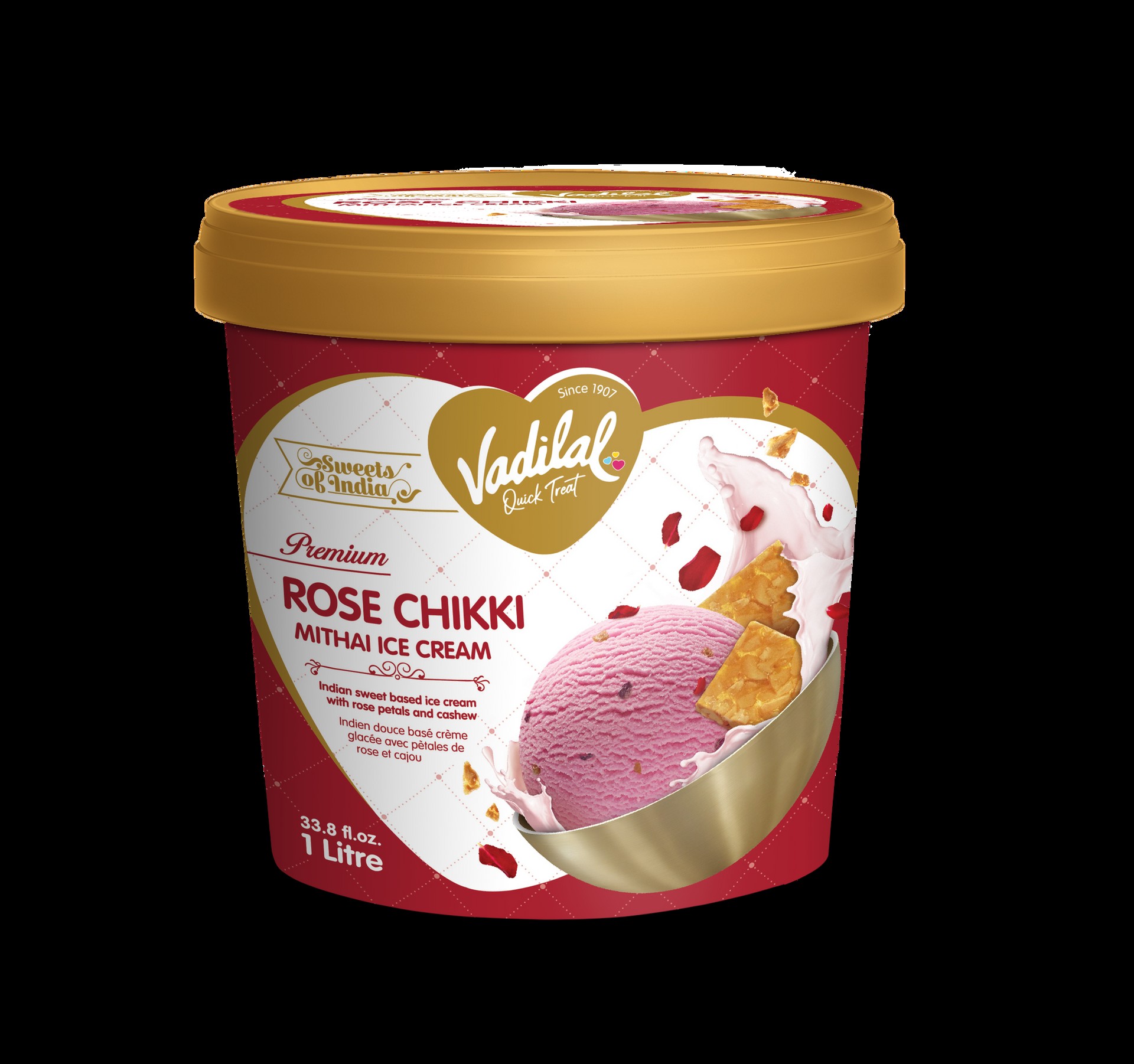 VADILAL ROSE CHIKKI MITHAI ICE CREAM 1 LTR
