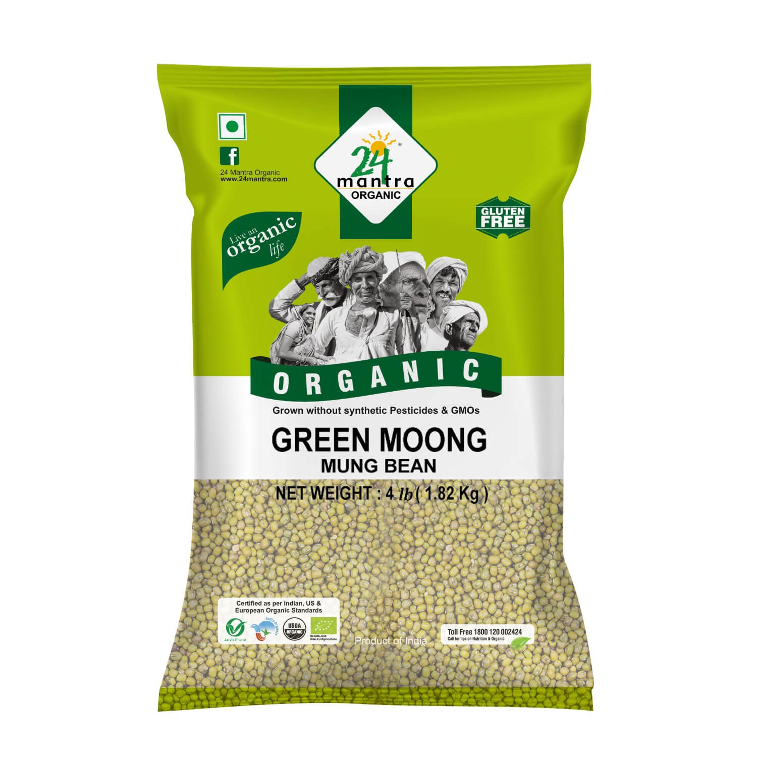 24 Mantra Moong Green Whole 4 LBS