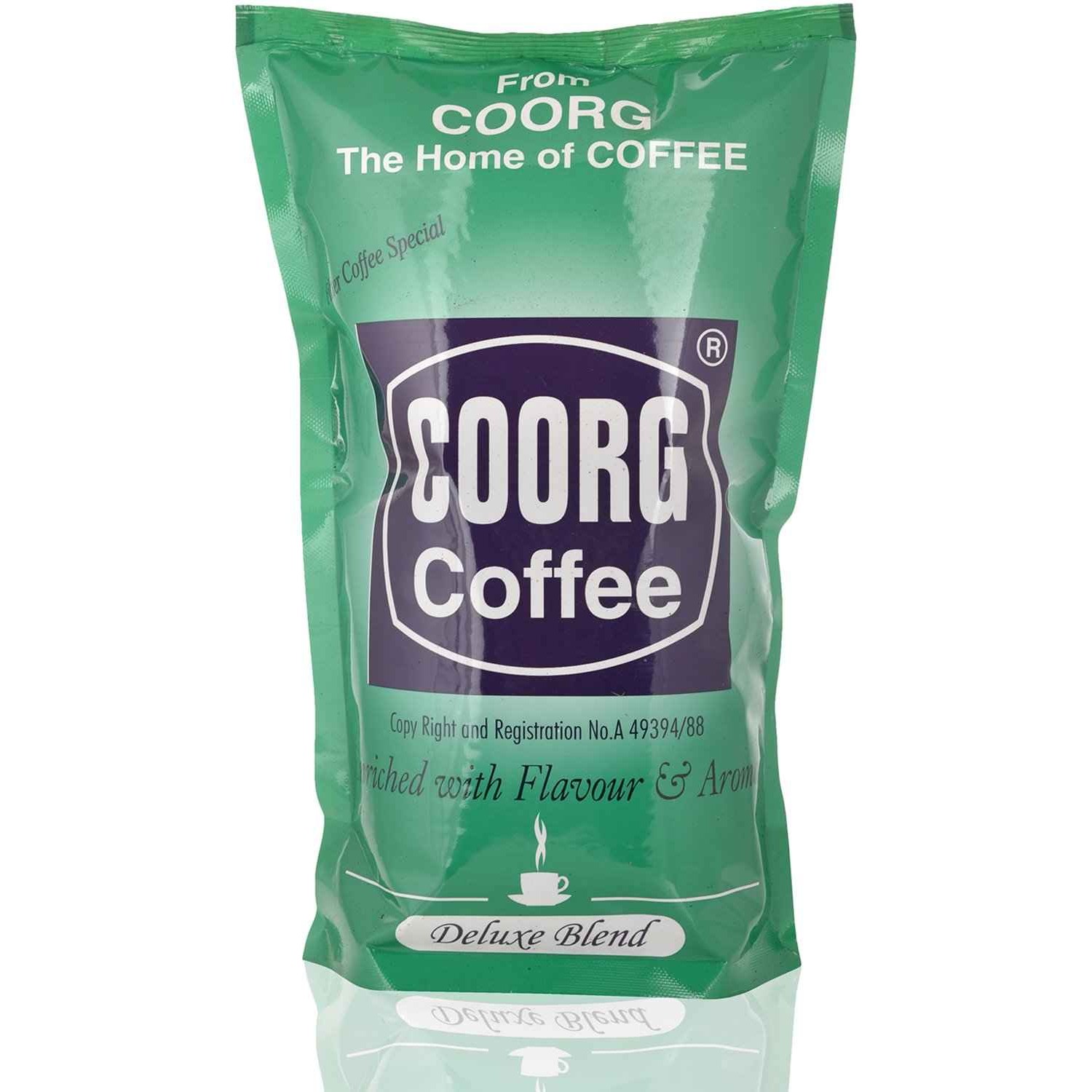 COORG COFFEE DELUXE BLEND GREEN POUCH 500 GM