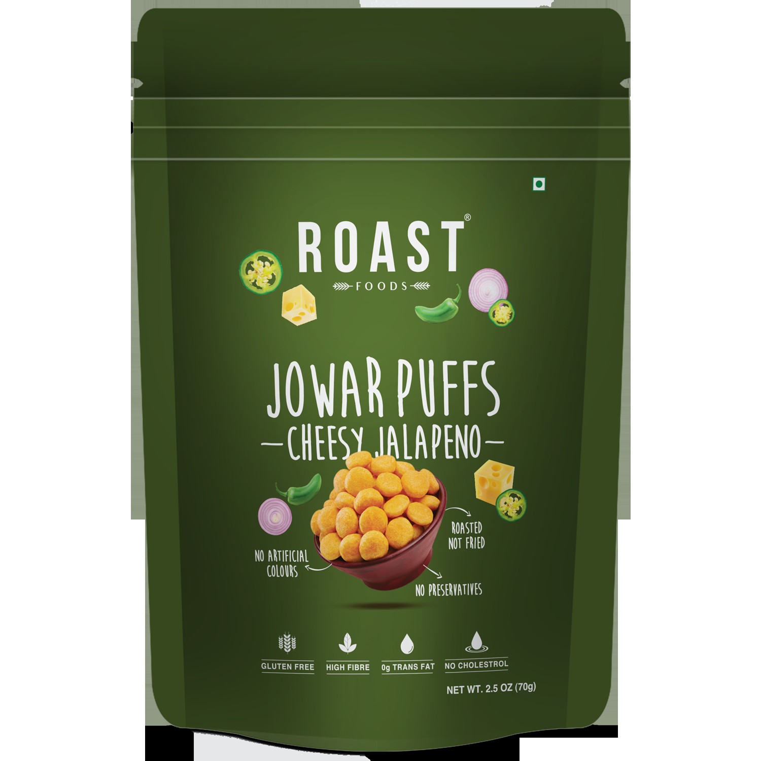 Roast Foods Sorghum Jowar Puffs Cheesy Jalapeno 70 GM