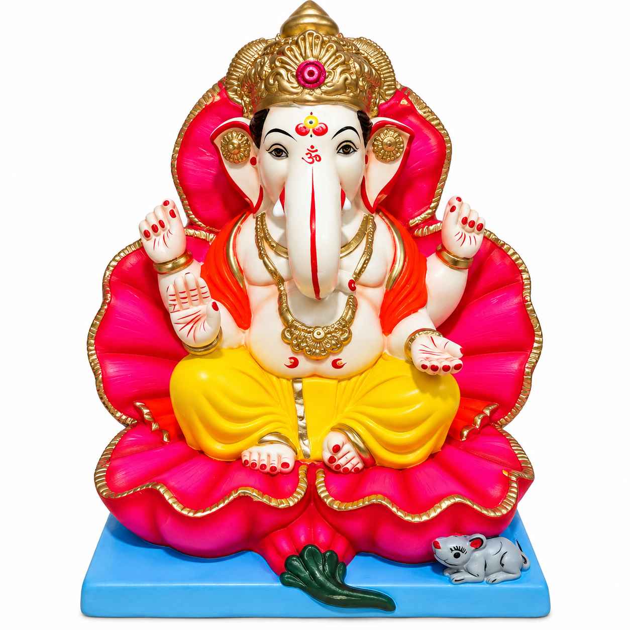 Eco Friendly Ganesh Idol With Traditional Crown Design 15 Inch