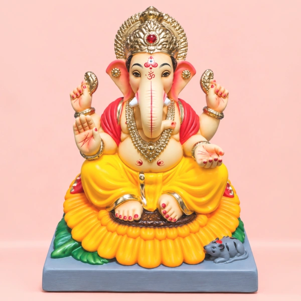 Lightweight Eco Friendly Ganesh Idol With Pillow Base 12 Inch