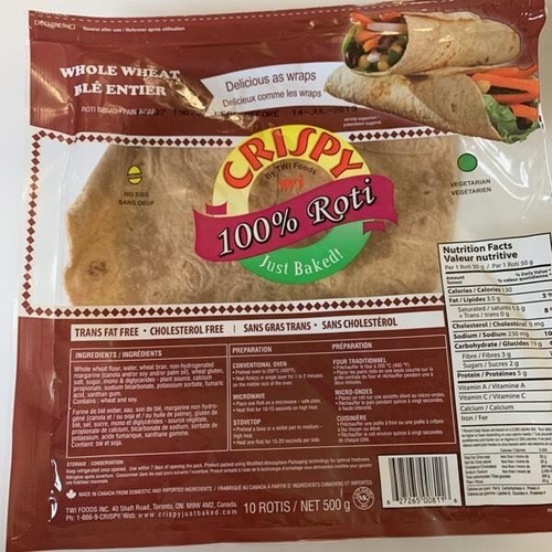 CRISPY JUST BAKED Whole Wheat Roti