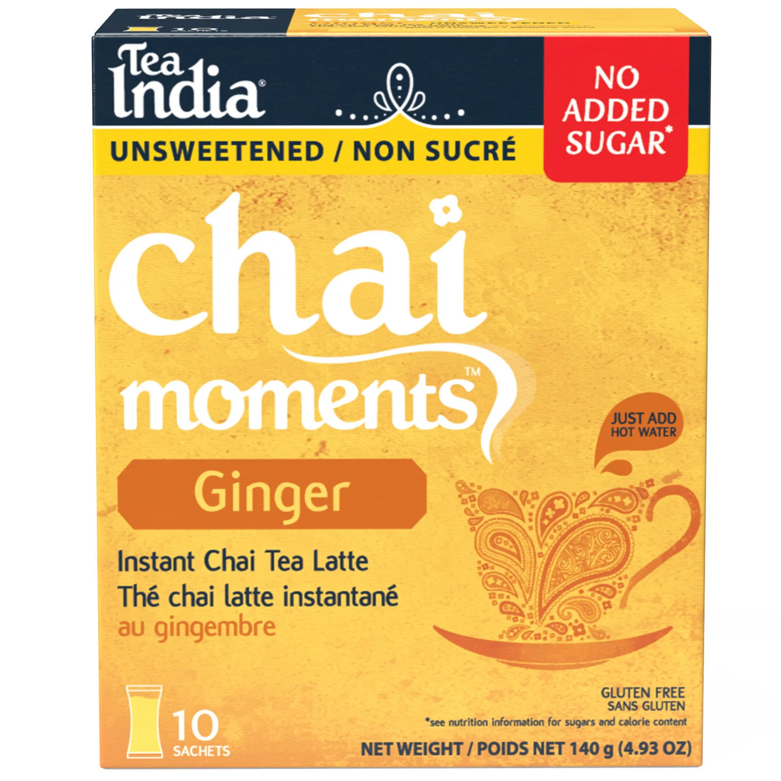 GINGER TEA (UNSWEETENED) CHAI MOMENTS TEA INDIA 140G/10TB