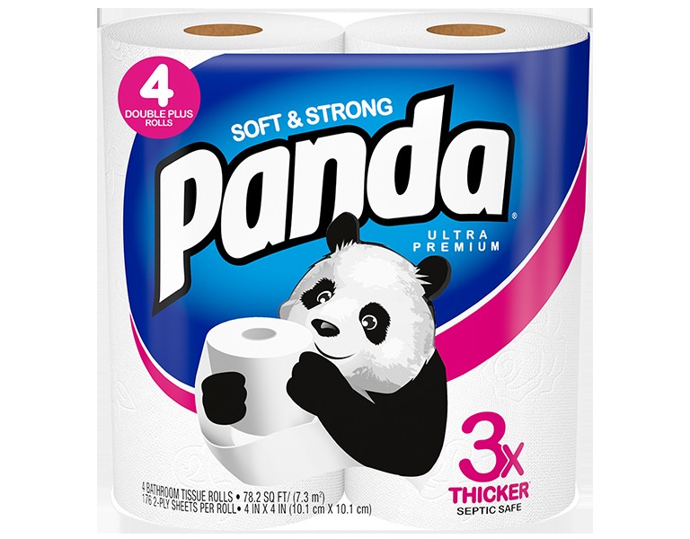 Panda Bathroom Tissue 2 Ply 4 PCS