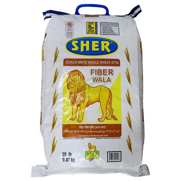 Sher Durum White Whole Wheat Atta 20 LBS