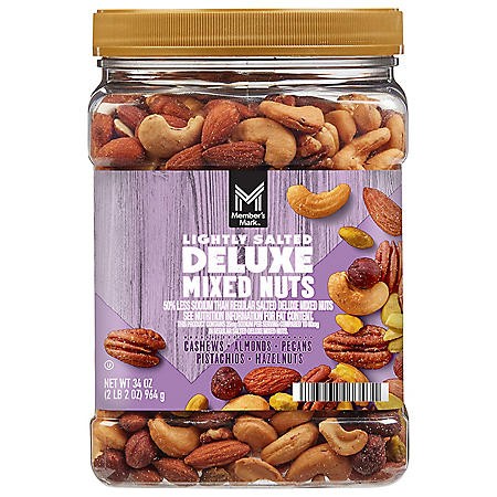Members Lighty Salted Deluxe Mixed Nuts 34 OZ