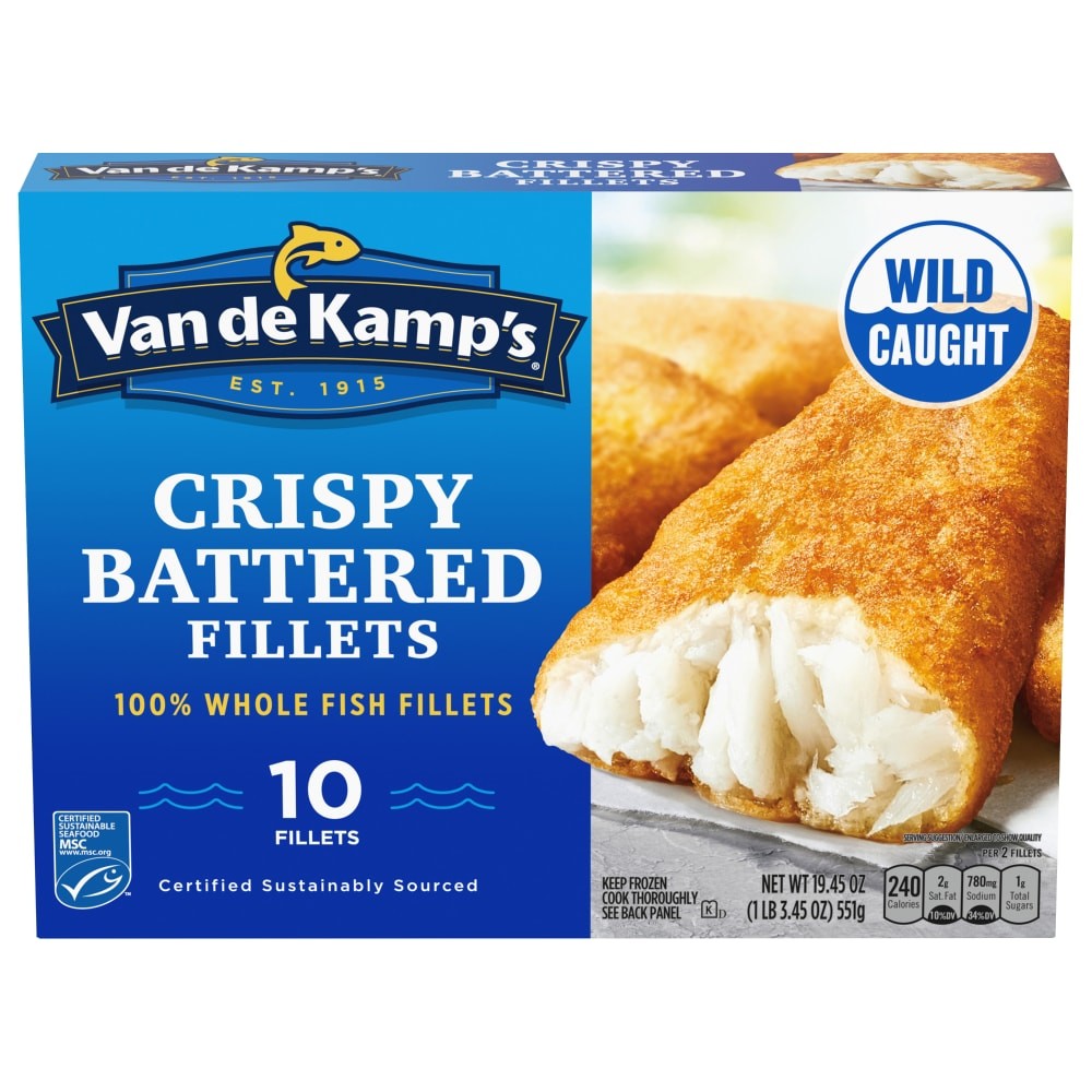 VAN DE KAMPS CRISPY WHOLE FISH FILLETS 551 GM