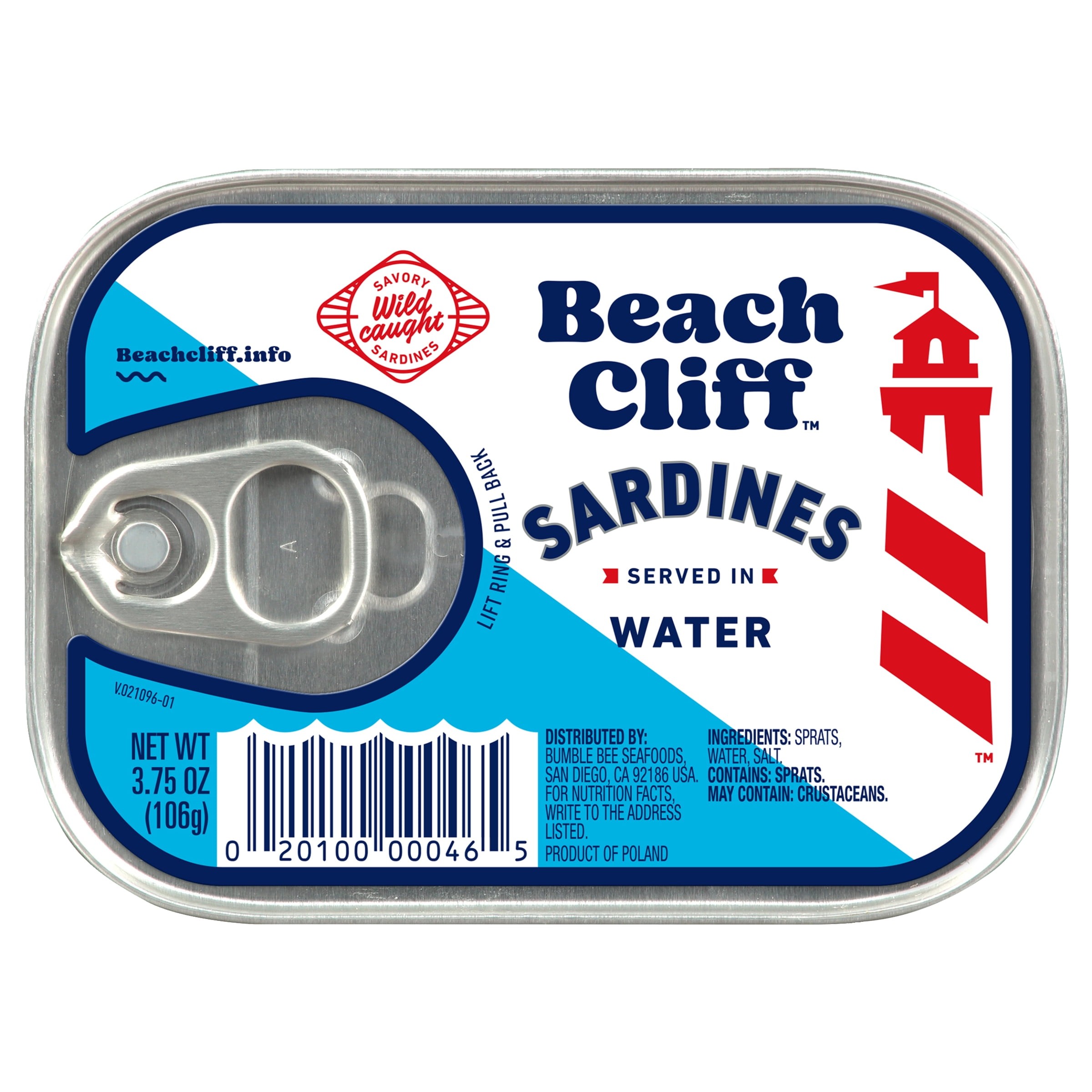BEACH CLIFF SARDINES IN WATER 3.75 OZ