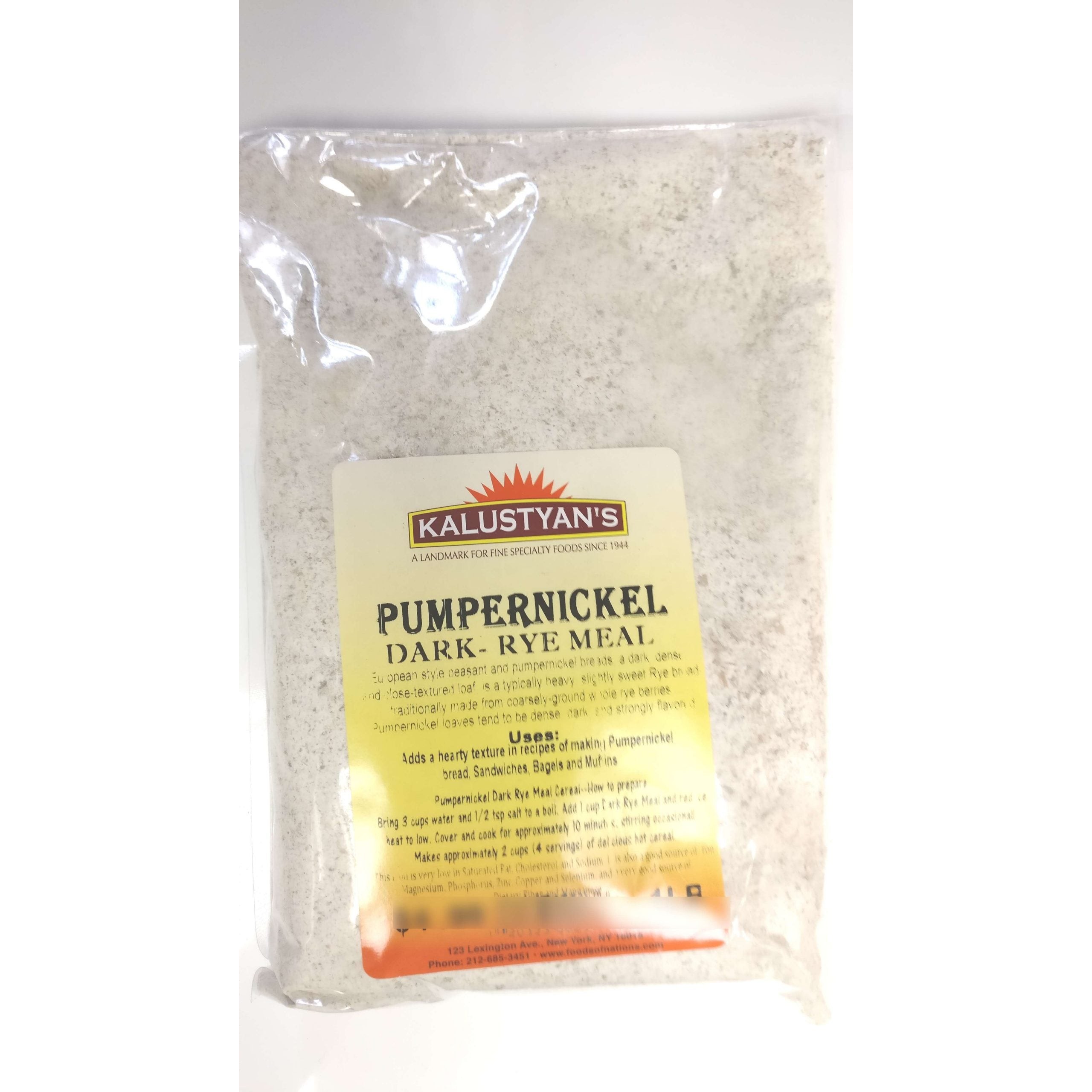 KALUSTYANS PUMPERNICKEL DARK RYE MEAL 1 Lbs