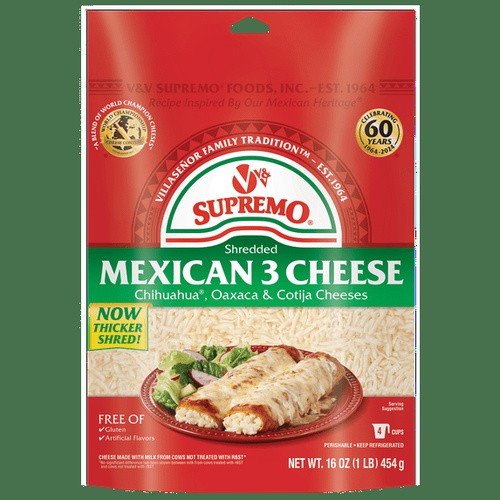 V&V SUPREMO SHRDDED MEXICAN 3 CHEESE 16 OZ