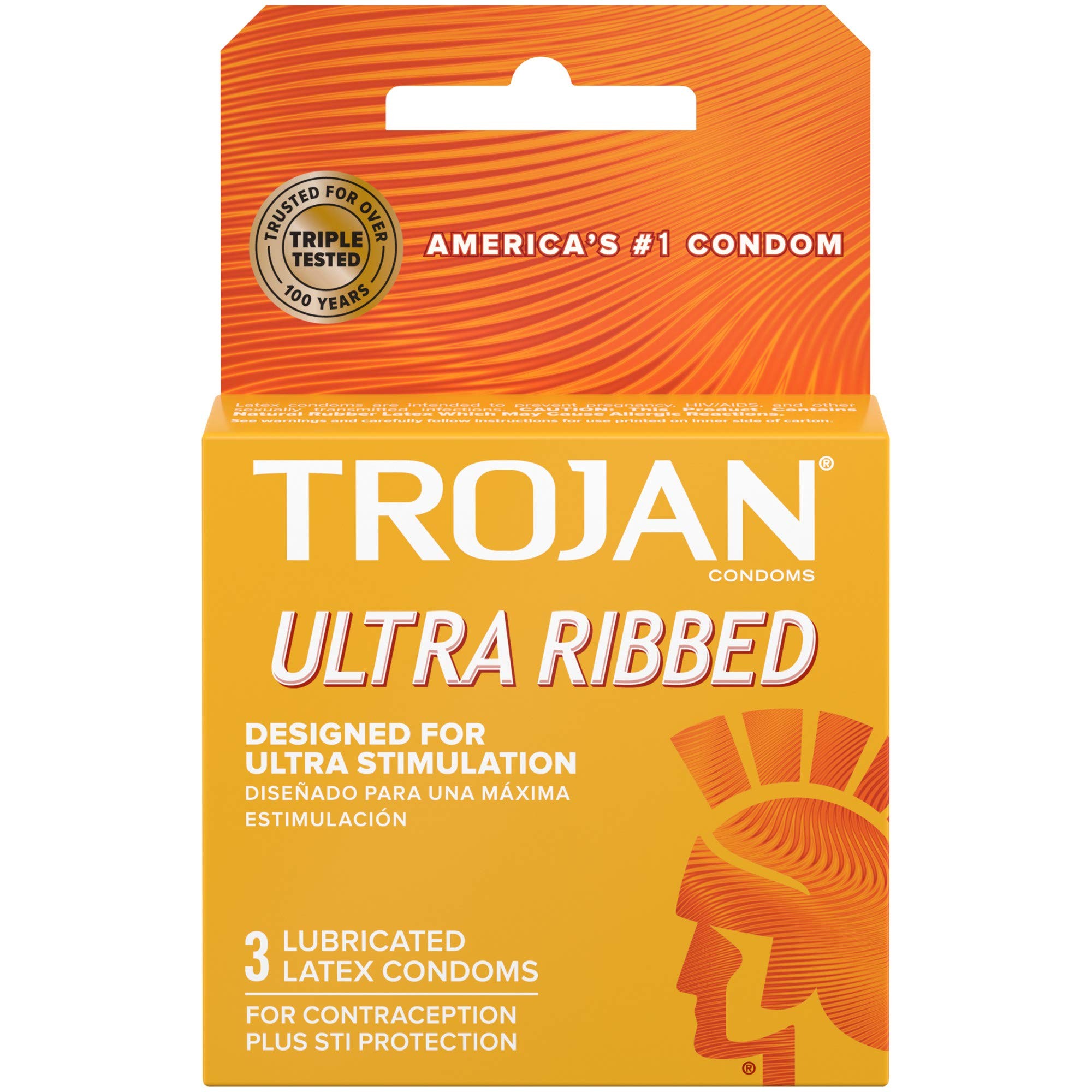 Trojan Ultra Ribbed Condoms 3 PACK