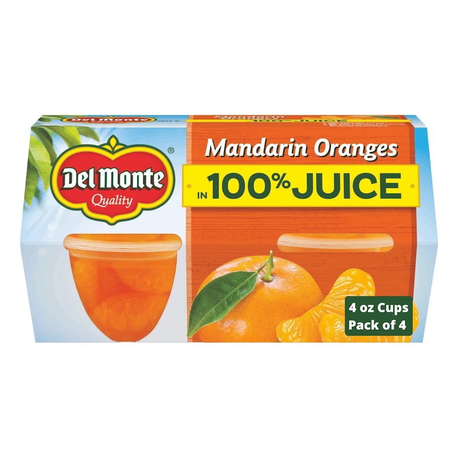 Del Monte Mandarin Oranges In 100% Fruit Juice 4 OZ