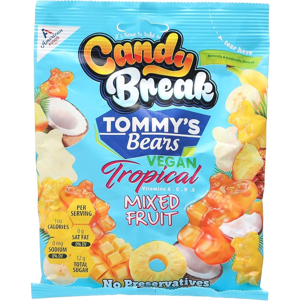 CANDY BREAK VEGAN TROPICAL MIXED FRUIT BEARS 128 GM