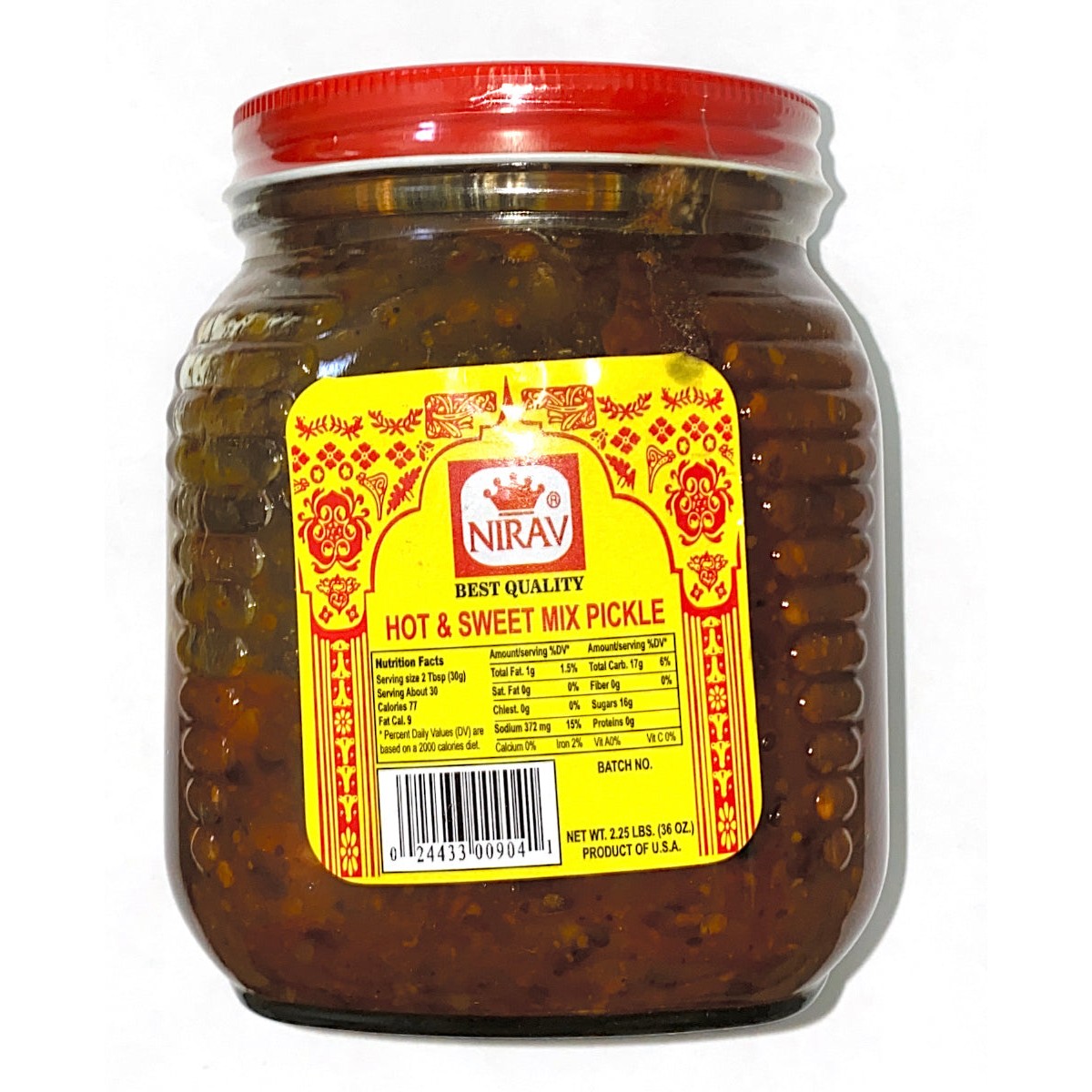NIRAV HOT & SWEET PICKLE  36 OZ