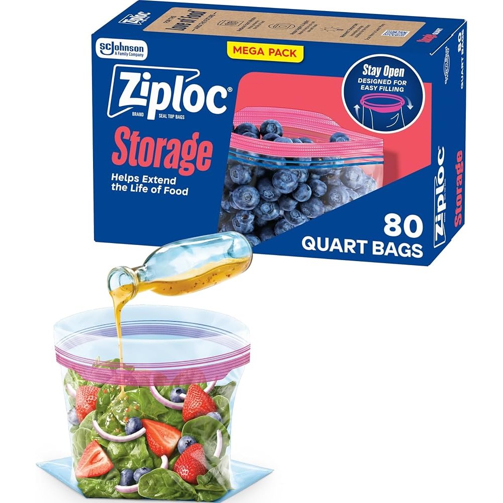 Ziploc Storage Quart Bags 50 Count