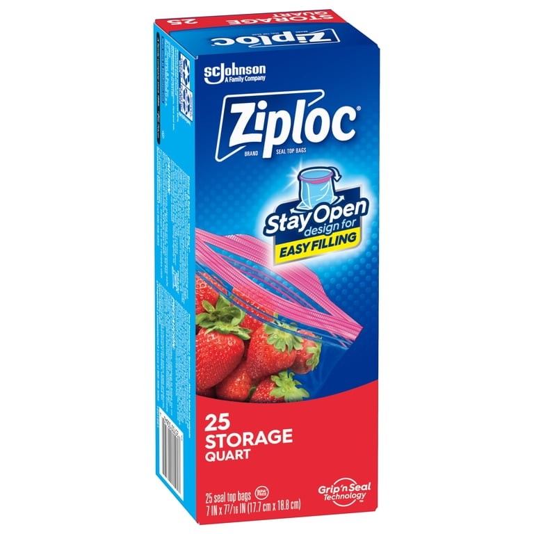 Ziploc Storage Quart Bags 25 Count