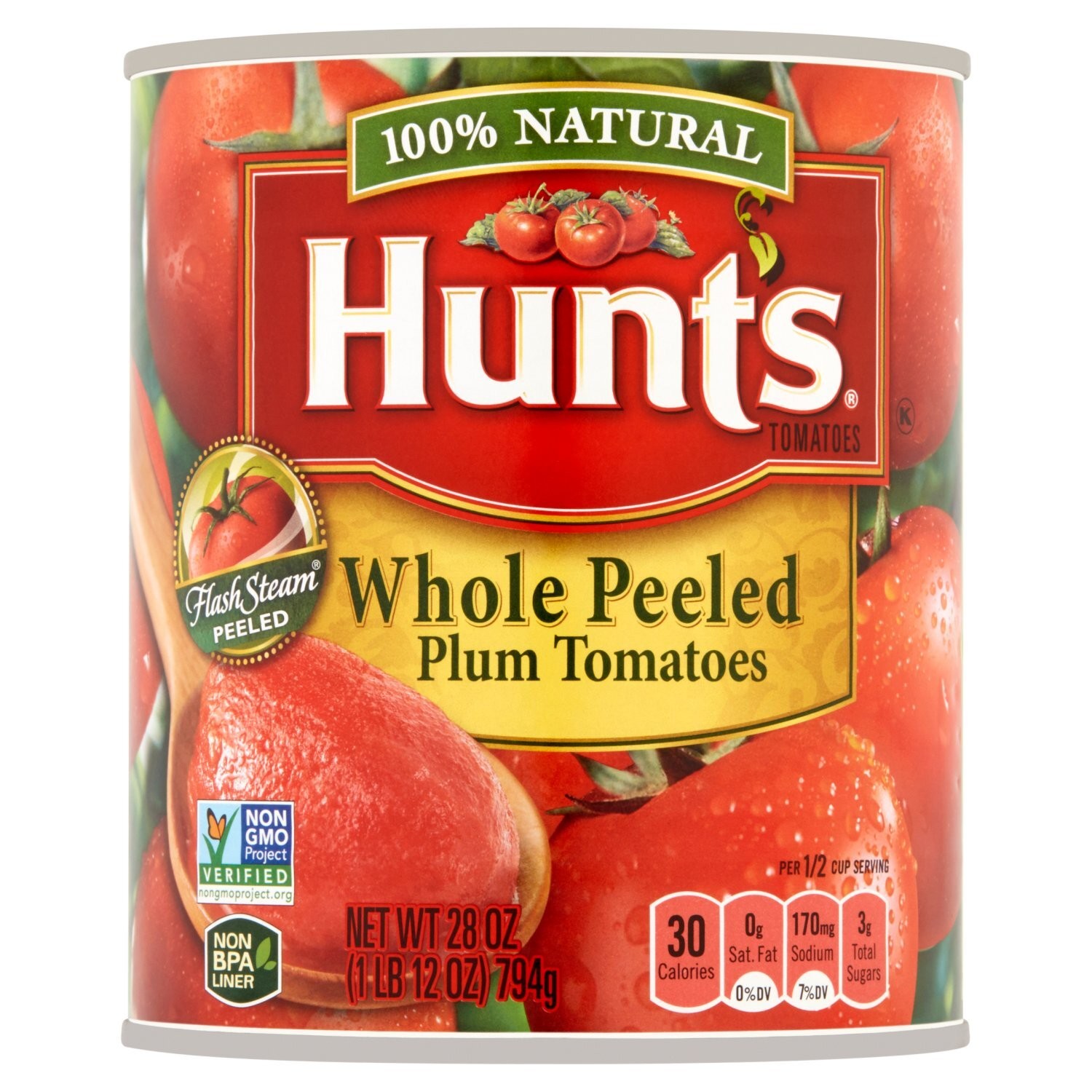 HUNTS WHOLE PEELED PLUM TOMATOES 28 OZ