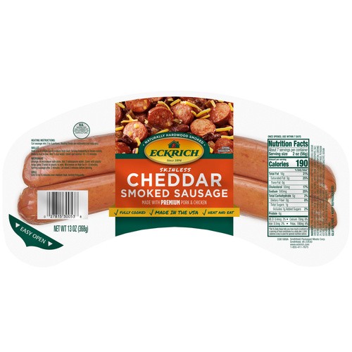 ECKRICH CHEDDAR SMOKED SAUSAGE           13 OZ