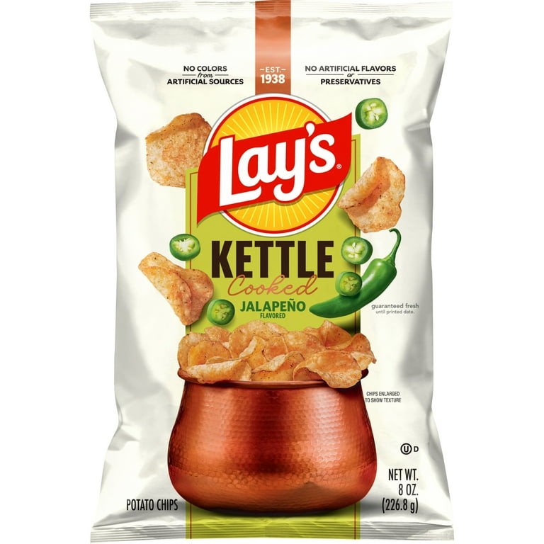 LAYS KETTLE COOKED JALAPENO FLAVOR CHIPS 8 OZ