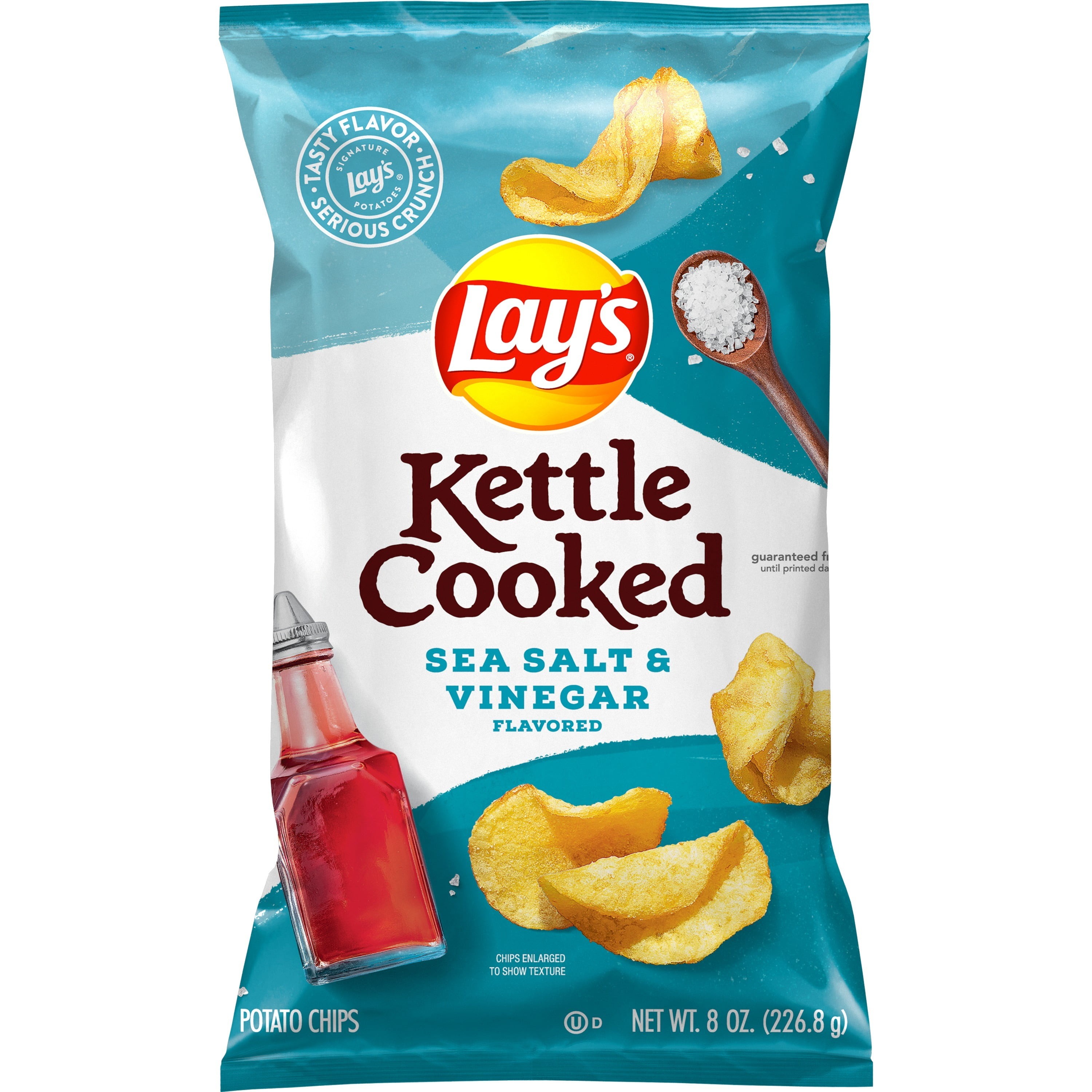 LAYS KETTLE COOKED SEA SALT & VINEGAR CHIPS 8 OZ