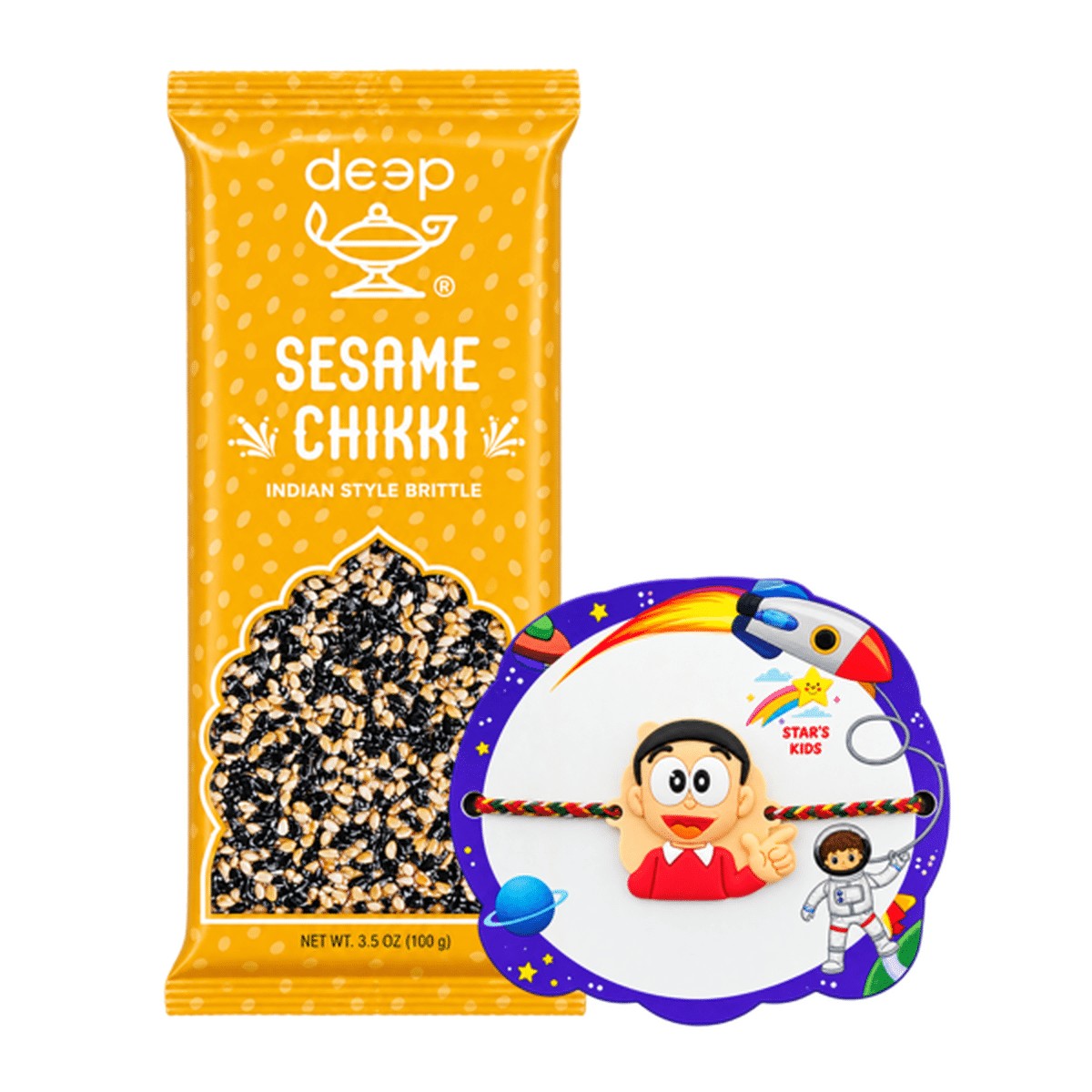 Single Rakhi For Brother Combo Pack “ Sesame Chikki 1 EACH