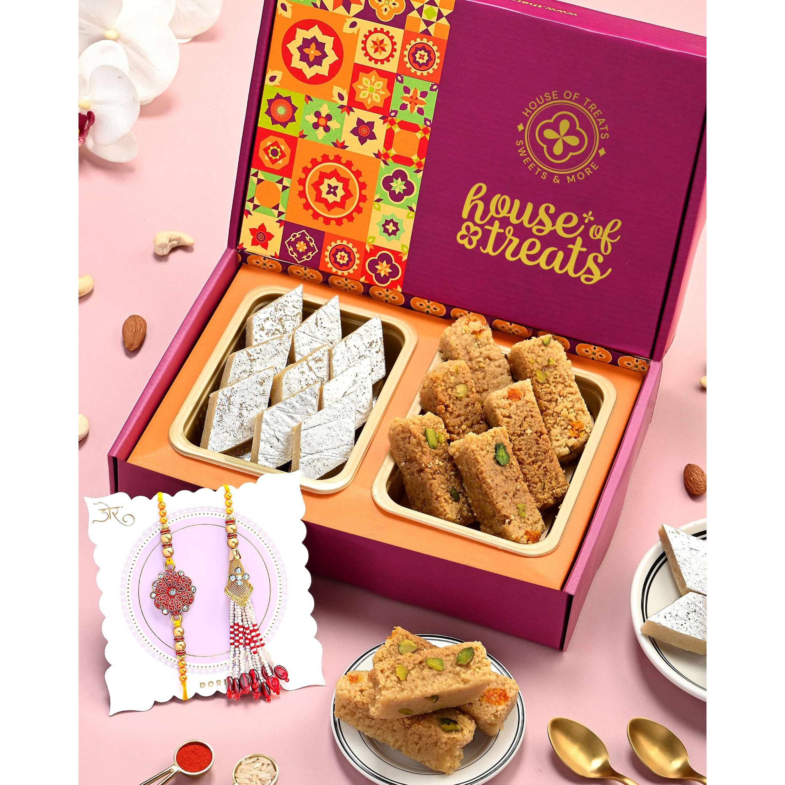 Premium Rakhi Gift Hamper “ Kaju Katli & Milk Cake 1 EACH