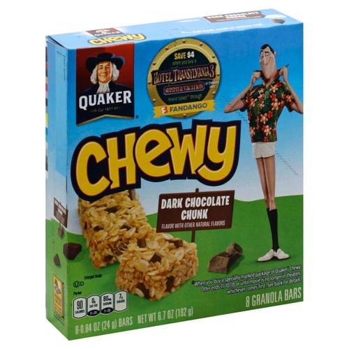 QUAKER CHOC. CHUNK CHEWY LF 8 CT.        1 OZ