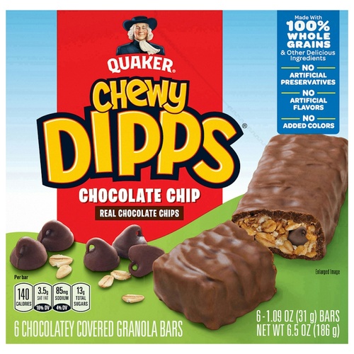 QUAKER CHEWY CHOCOLATE CHIP DIPPS        1 OZ
