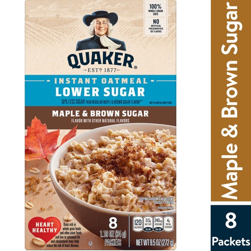 QUAKER INSTANT OATMEAL MPL&BRW SUGA      8 COUNT
