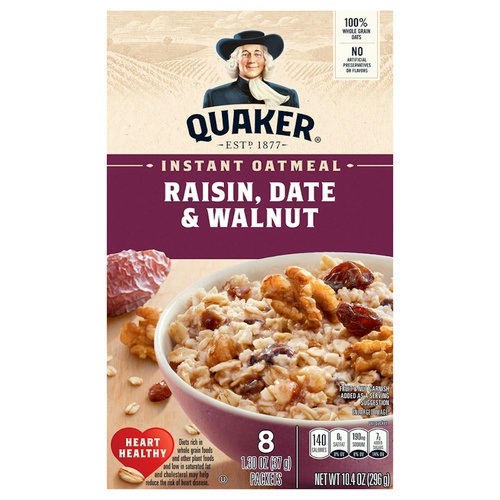 QUAKER OATMEAL RAISIN  DATE & WALNUT     1 OZ