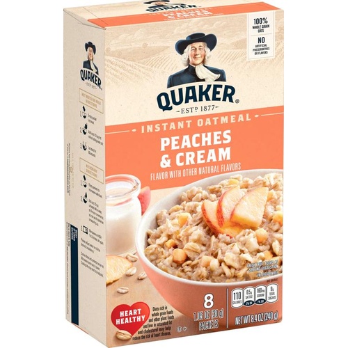 QUAKER INSTANT OATMEAL PEACH&CREAM       8 COUNT