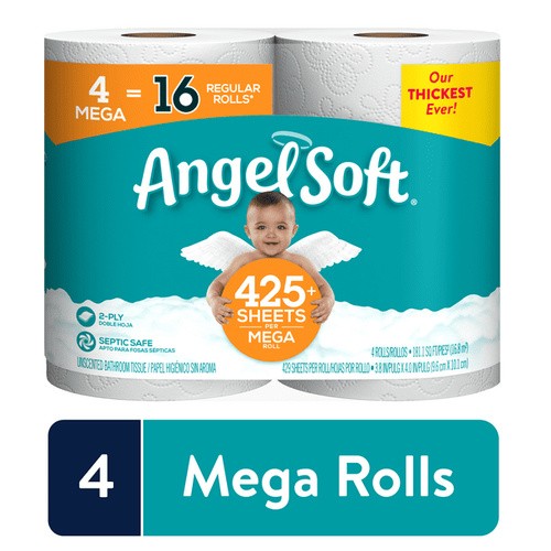 ANGEL SOFT BATH TISSUE 4 MEGA ROLLS 4 PCS
