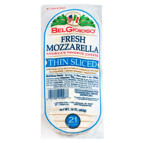 FRESH THIN SLICED MOZZARELLA CHEESE      16 OZ