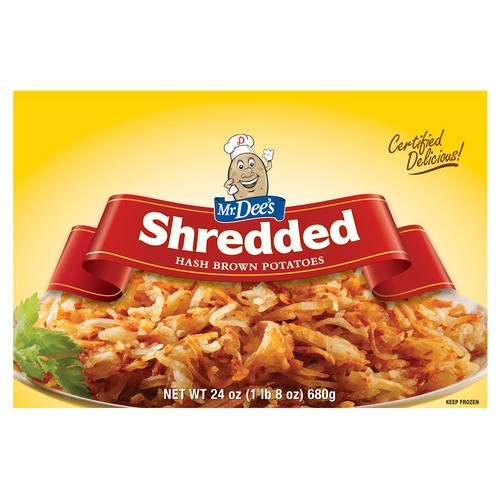 MR DEES SHREDDED HASH BROWNS 24 OZ