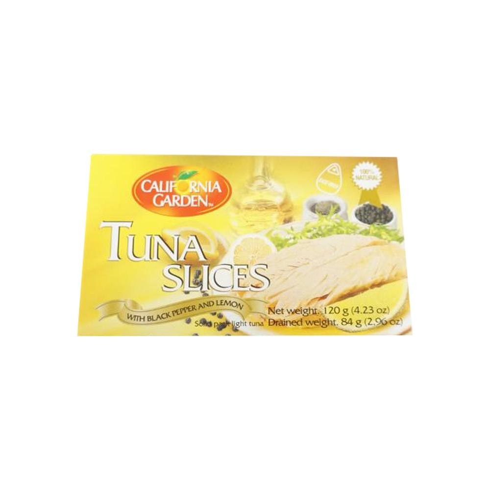 CALIFORNIA GARDEN TUNA SLICES WITH BLACK PEPPER AND LEMON 120 GM
