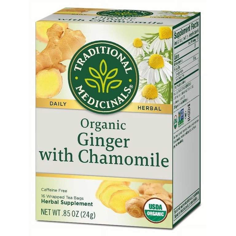 TRADITIONAL MEDICINALS ORGANIC GINGER WITH CHAMOMILE TEA 16 Each